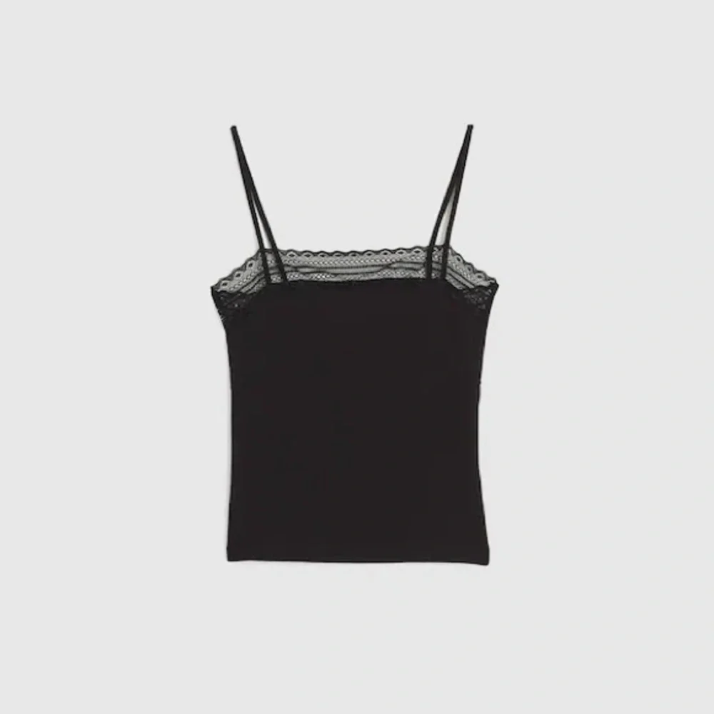 NWT! Madewell - Lace-Trim Square-Neck Tank - Black - Size Extra Large (XL)
